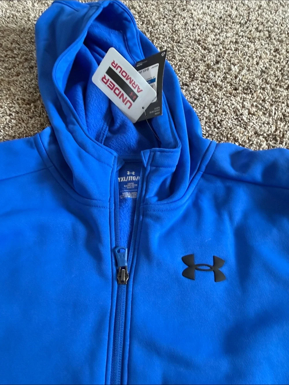NWT Under Armour Boys' Royal Blue Full-Zip Hoodie with Black Long-Sleeve Tee